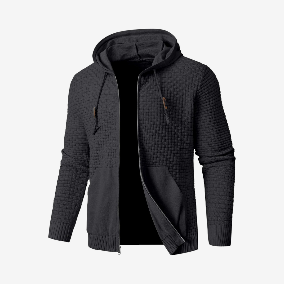 Ribmere - Herren-Sweatshirt mit Kapuze und Zopfmuster