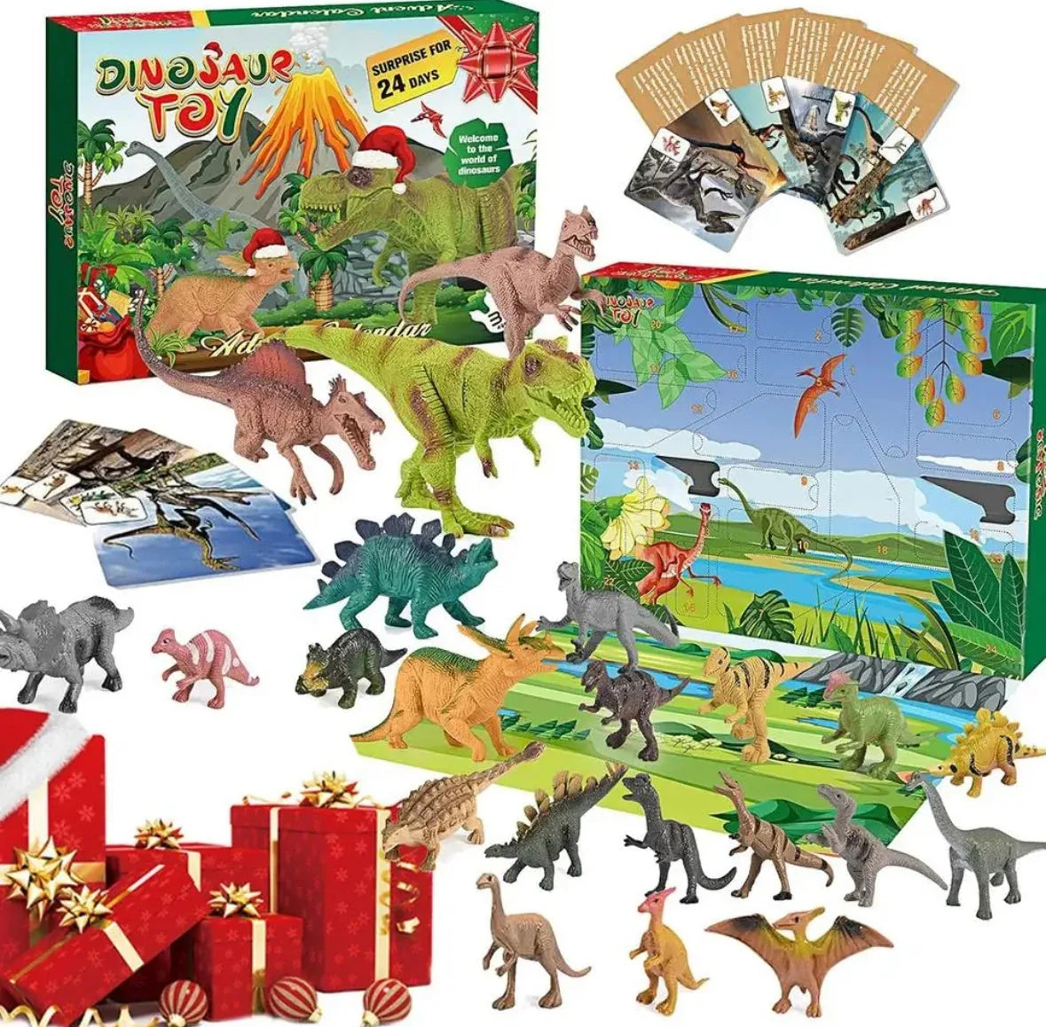 Santasaurs - Adventskalender mit Dinosaurier-Figuren und Spielmatte