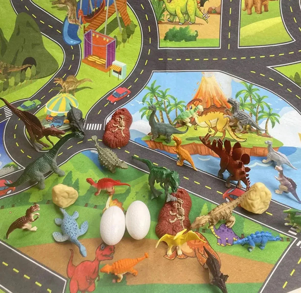 Santasaurs - Adventskalender mit Dinosaurier-Figuren und Spielmatte