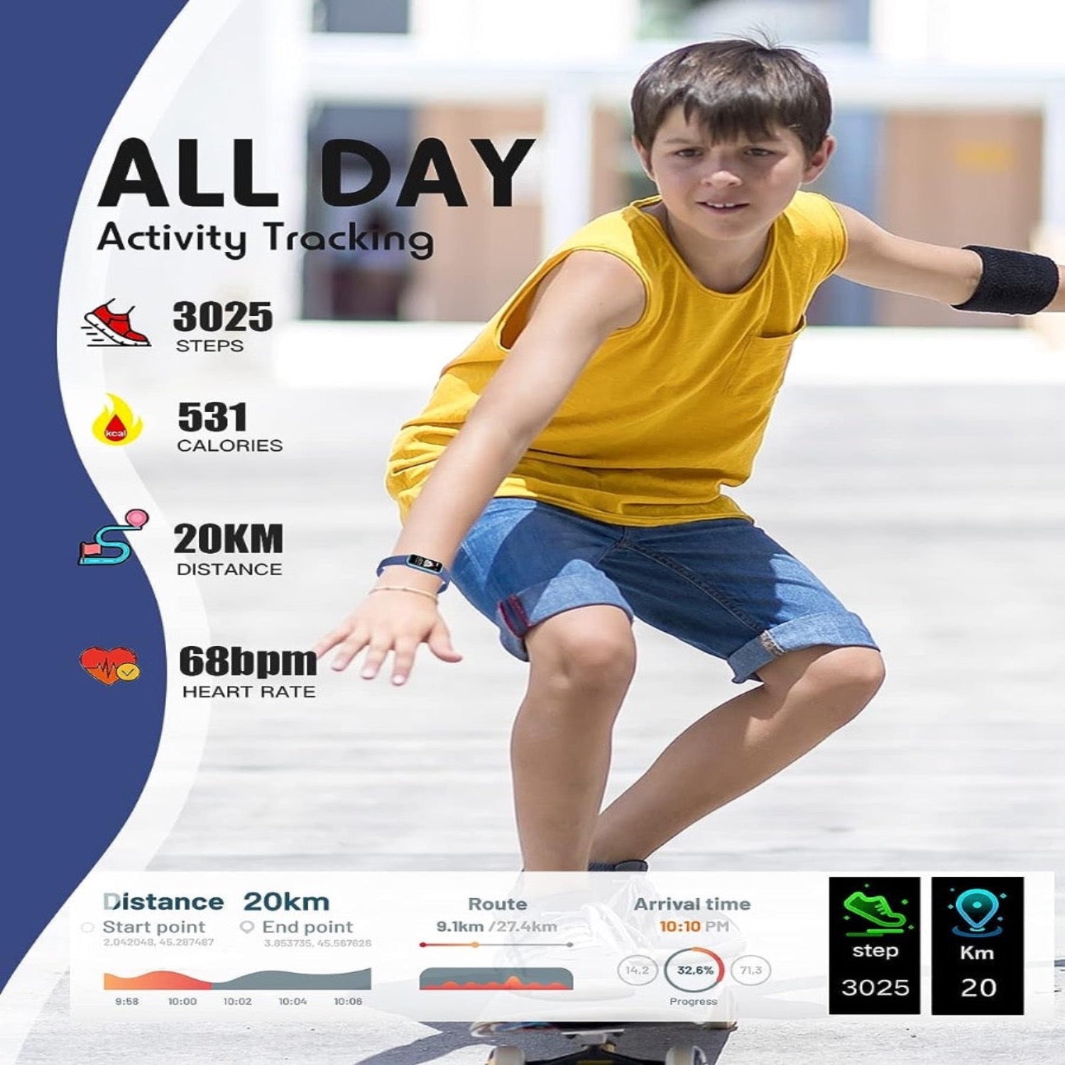 Fitnessuhr für Kinder Silikonarmband | Schrittzähler & Herzfrequenz | Bluetooth 4.0 | Activloop