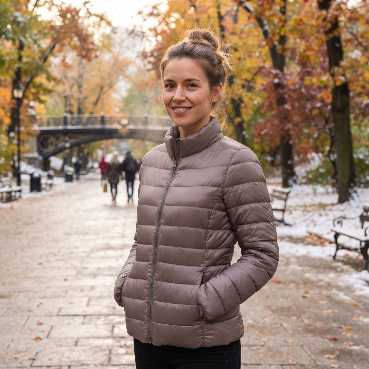 Quilzipper - Damenjacke mit Steppmuster und elastischen Bündchen