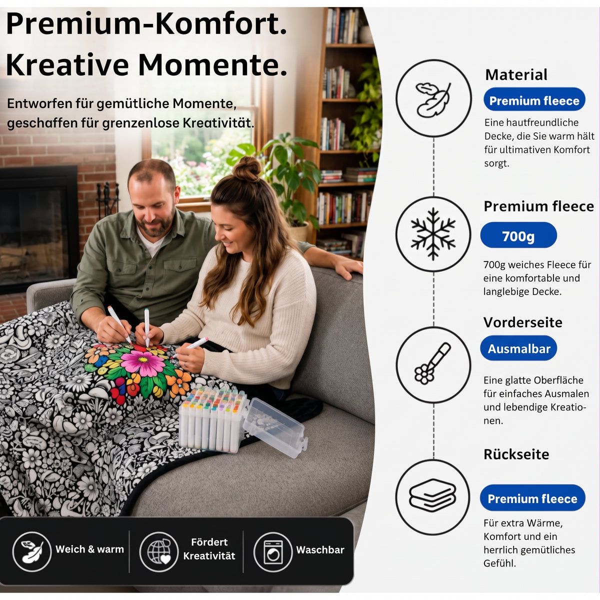Colorcraft - Inkleurbare Decke mit Kreativen Mustern