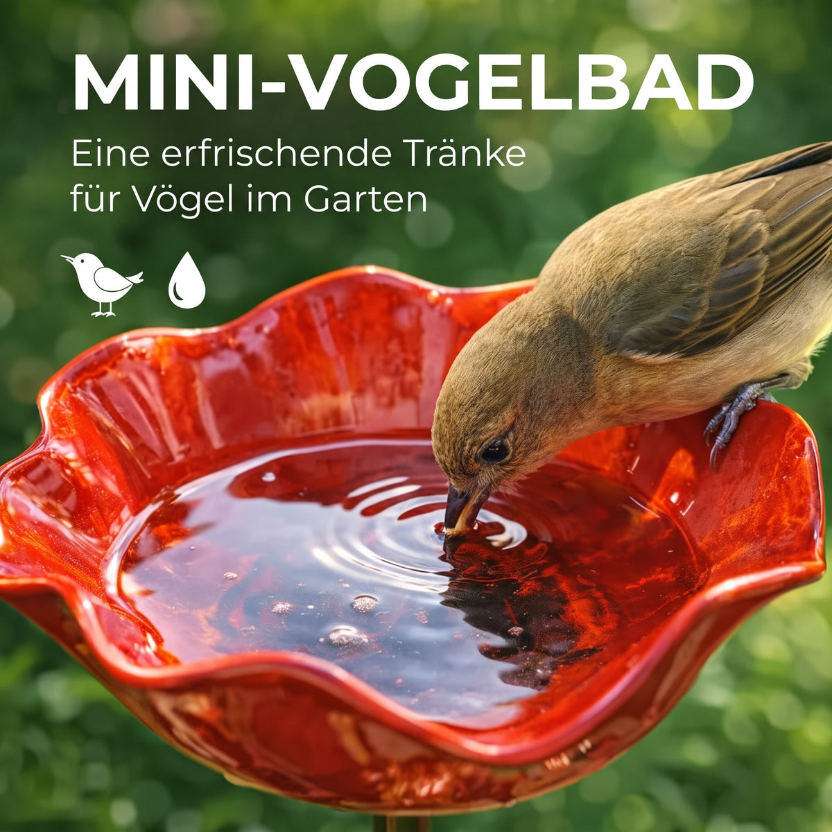 Petalbath - Vogelbad mit Klatschmohn-Design für den Garten