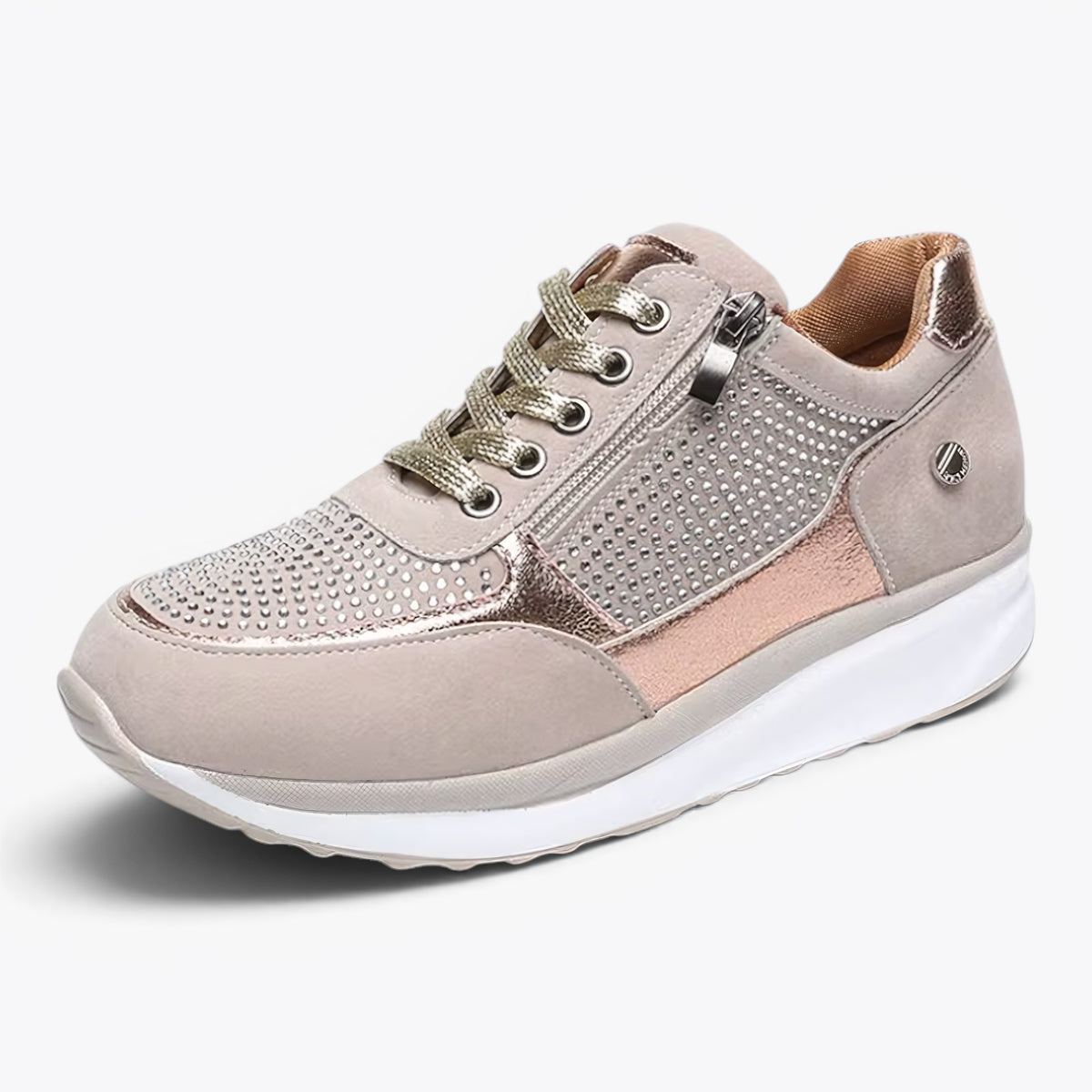 Sneavia - Damen-Plateau-Sneaker mit Reißverschluss und Zierschnürung