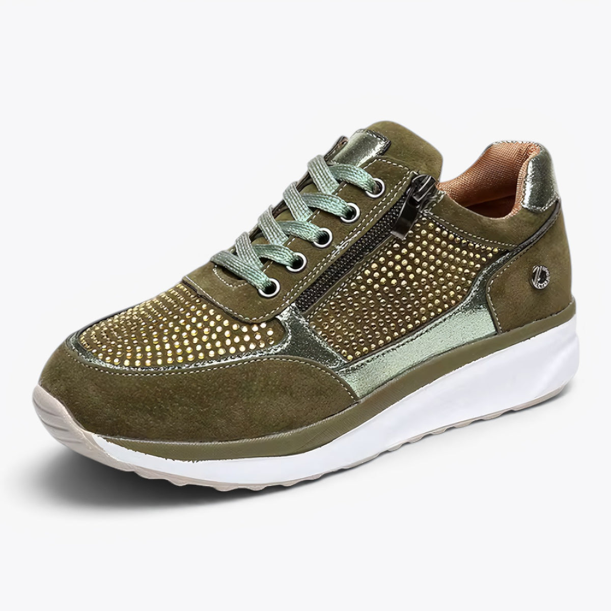 Sneavia - Damen-Plateau-Sneaker mit Reißverschluss und Zierschnürung