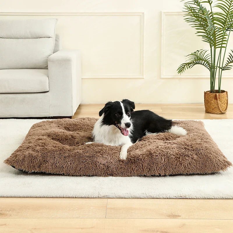 Hundebett | Extraweiches rechteckiges Plüschbett | Atmungsaktiver Baumwollbezug | PawFluff