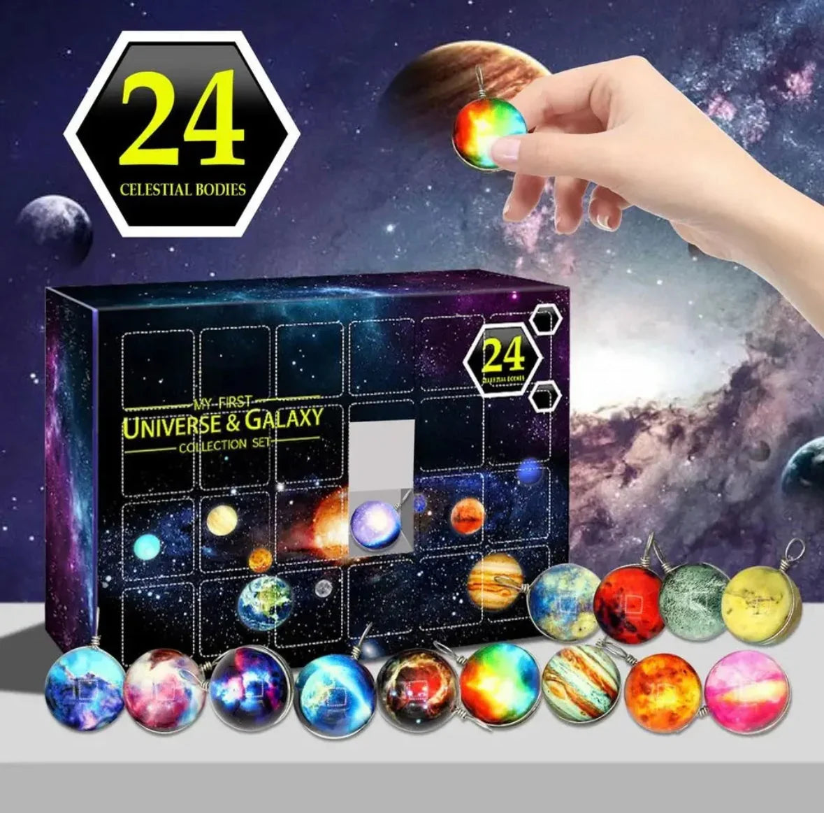 Noelaxy - Adventskalender mit 24 Planeten-Anhängern