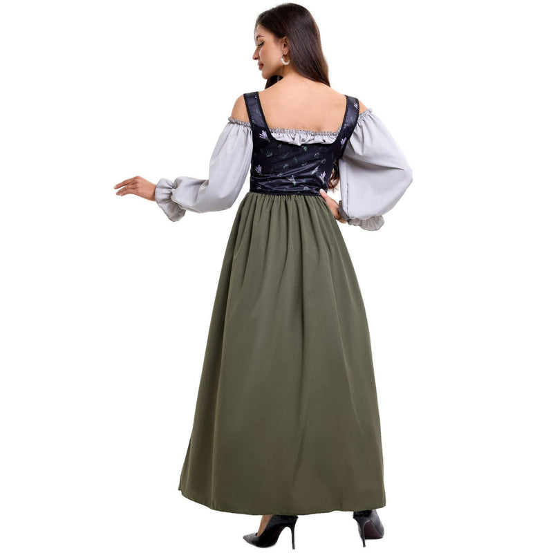 Alpen - Damen Trachtenkleid mit Puffärmeln und elastischem Ausschnitt