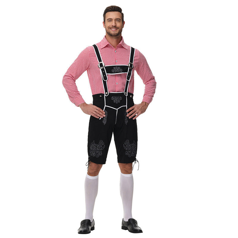 Loden - Herren Trachtenlederhose mit Hosenträgern und Stickereien