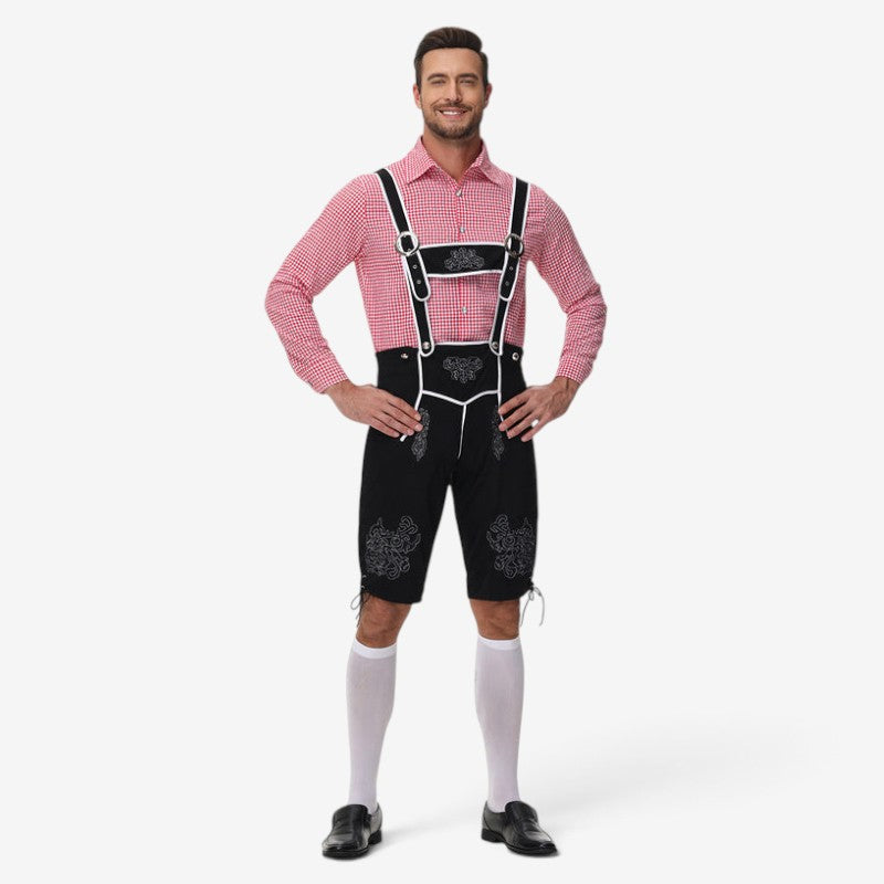 Loden - Herren Trachtenlederhose mit Hosenträgern und Stickereien
