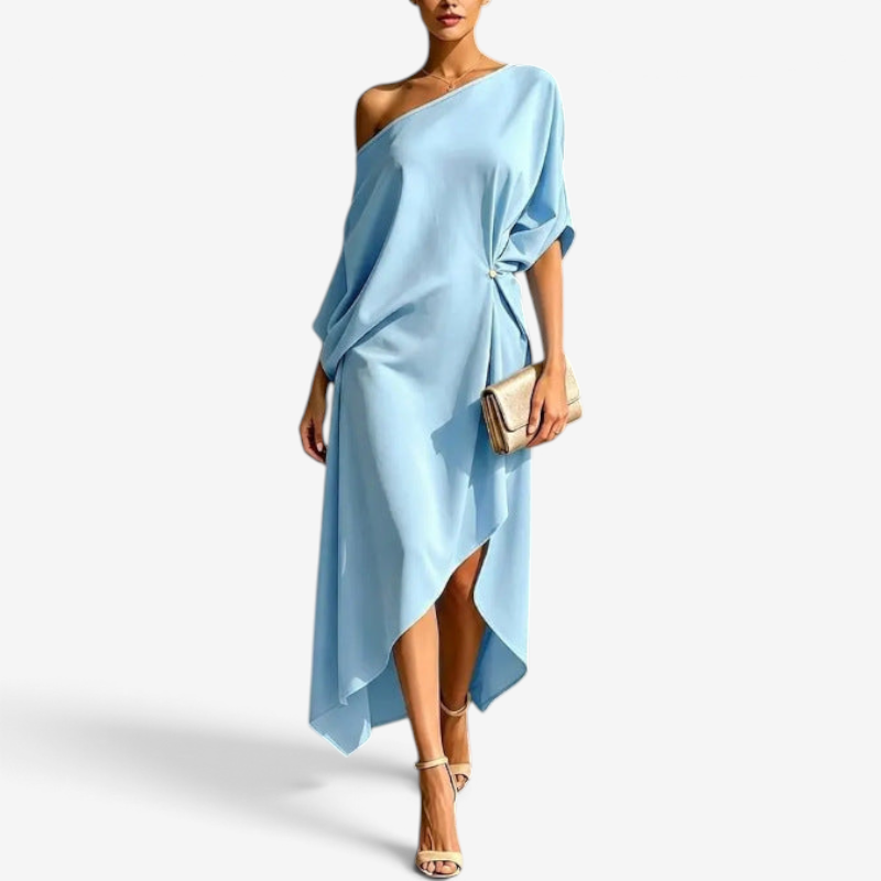 Drapella - Damen Asymmetrisches Kleid mit Drapierung und fließender Silhouette