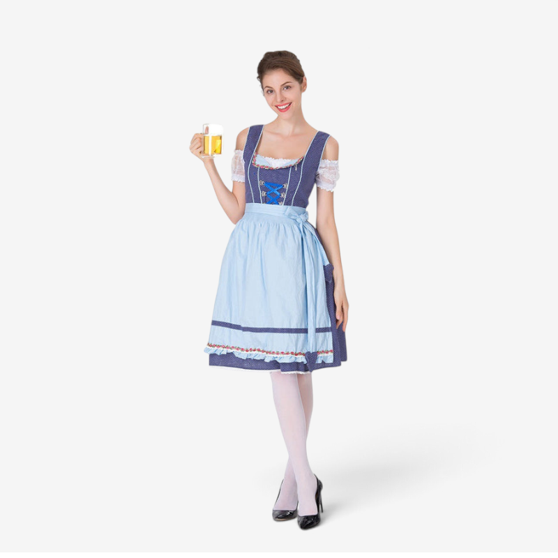 Herzella - Damen-Dirndlkleid mit Herz-Ausschnitt und figurbetontem Mieder
