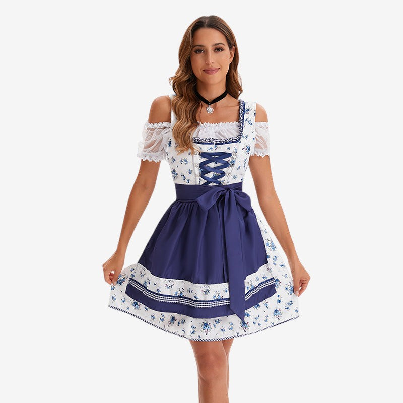 Damen-Dirndlkleid mit Mieder und Spitzenärmeln
