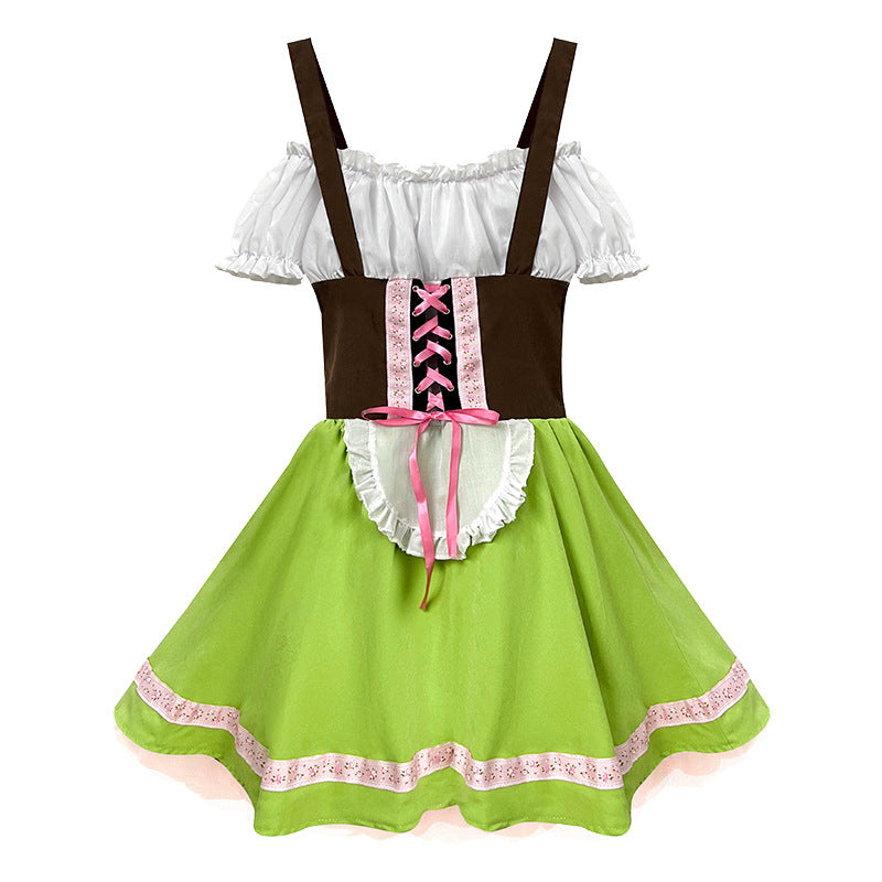 Heritex - Mädchen Dirndl mit Rüschenschürze, Carmen-Ausschnitt