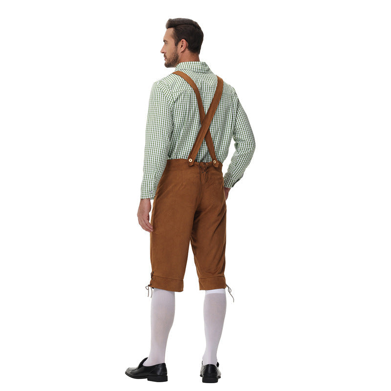 Loden - Herren Trachtenlederhose mit Hosenträgern und Stickereien
