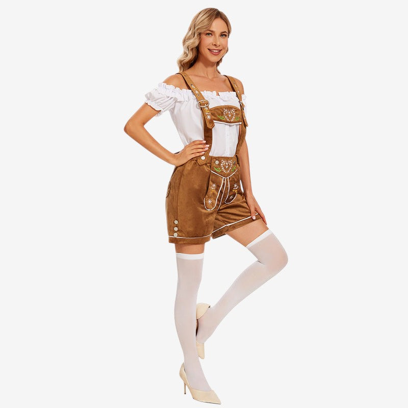 Trachtline - Damen Trachtenshorts mit Trägern und Stickereien