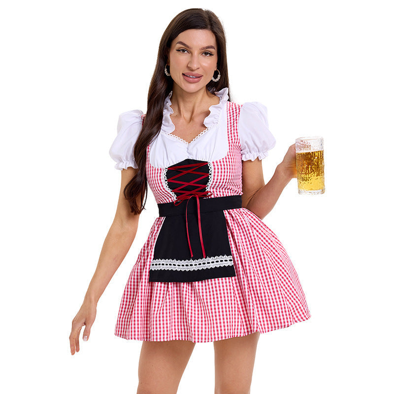 Kurzes Damen-Dirndl mit Karomuster