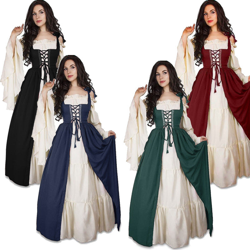 Damenkleid im historischen Stil mit V-Ausschnitt