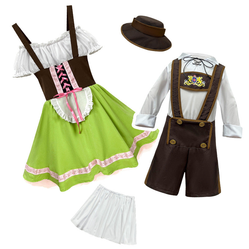Heritex - Mädchen Dirndl mit Rüschenschürze, Carmen-Ausschnitt