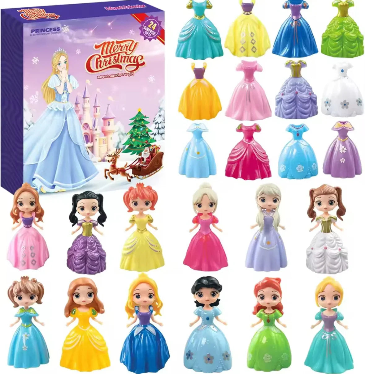 Prinzessinnen-Adventskalender mit 24 Puppen und Kleidern