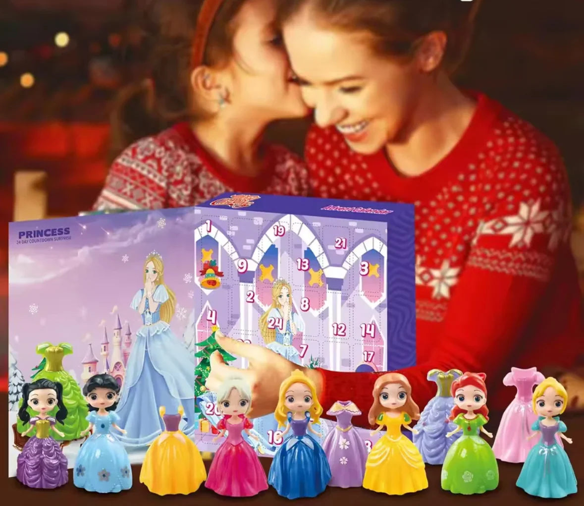 Prinzessinnen-Adventskalender mit 24 Puppen und Kleidern