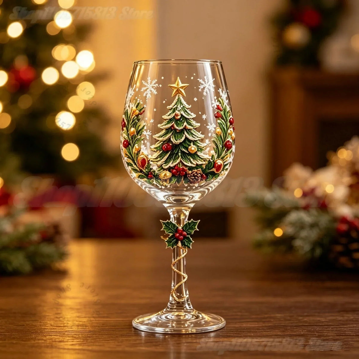 Festisip - Festliche Weihnachts-Weingläser mit Dekor