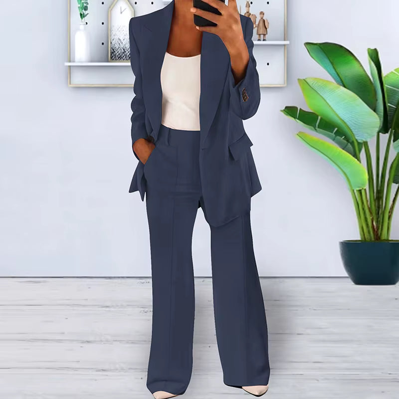 Formal - Damen-Hosenanzug mit Blazer und High-Waist-Hose