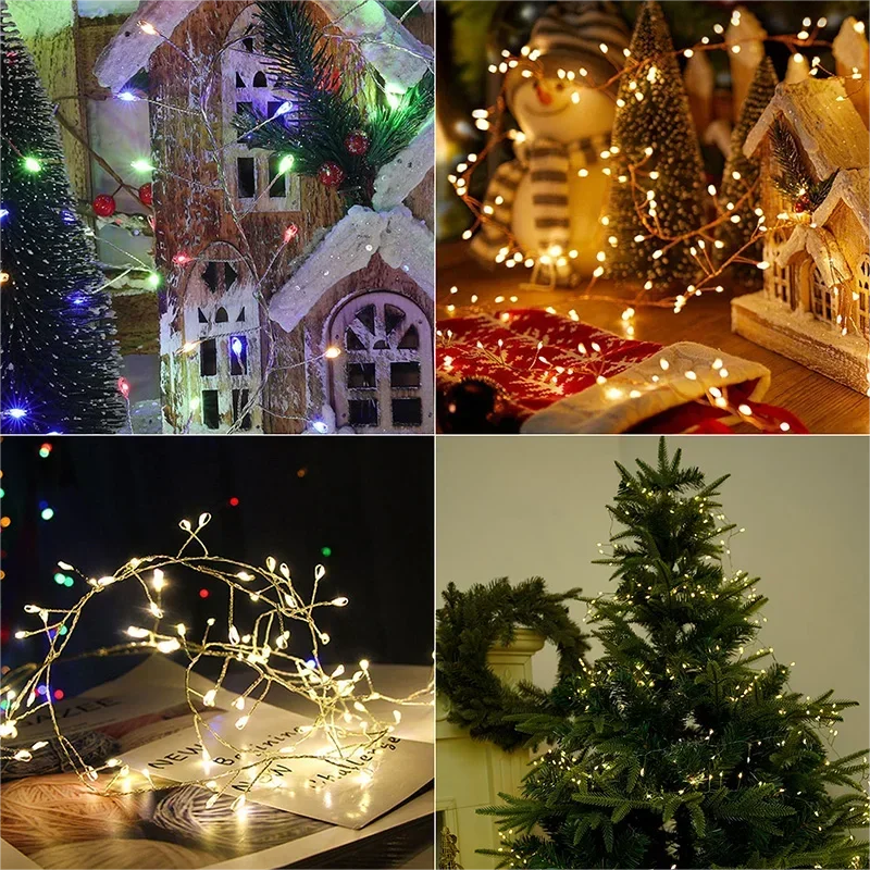Cluster LED Lichterkette Silberdraht