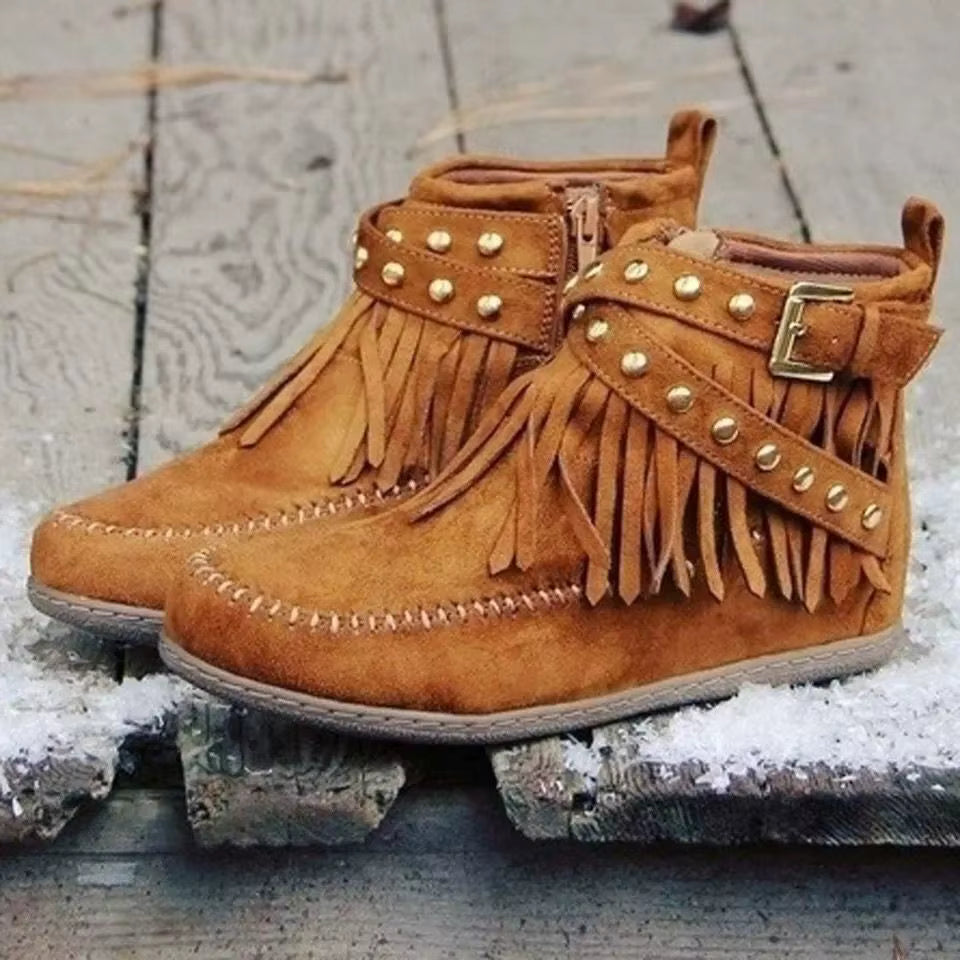 Damen Stiefeletten in Wildlederoptik mit Reißverschluss