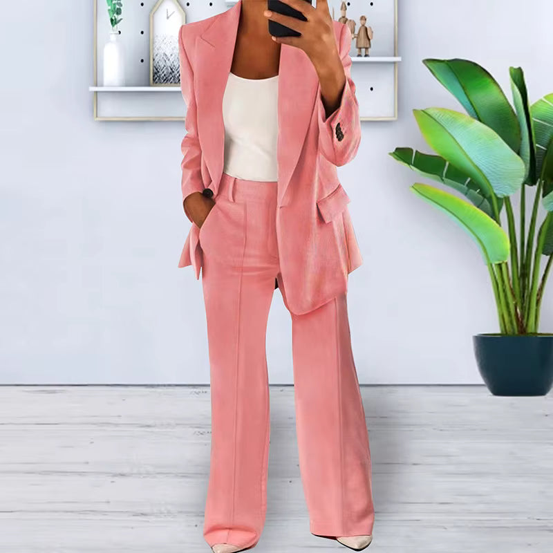 Formal - Damen-Hosenanzug mit Blazer und High-Waist-Hose