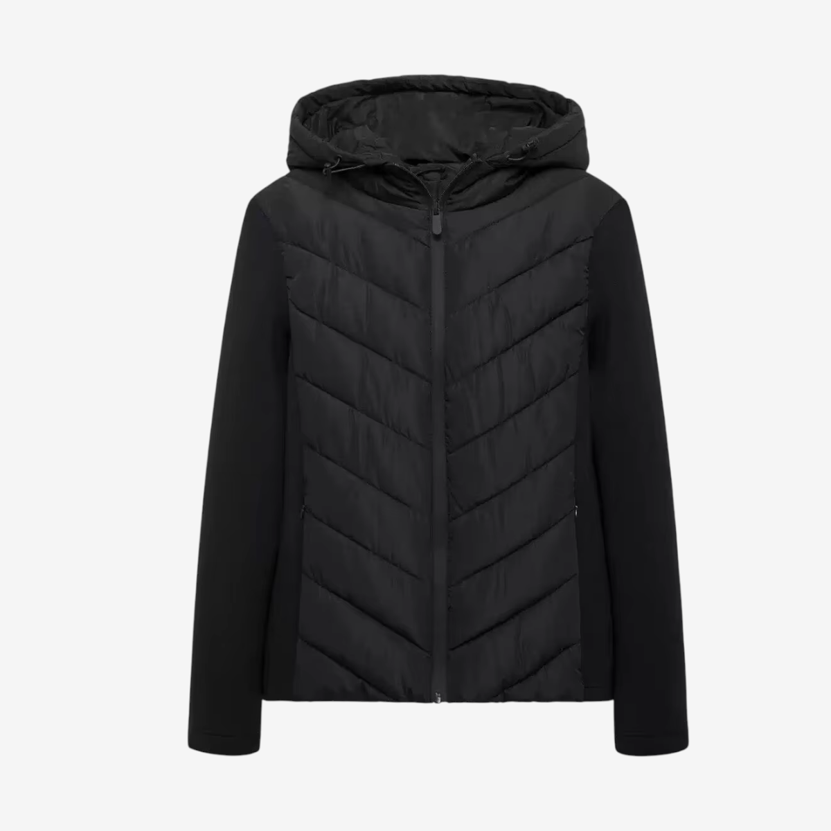 Puffora - Wattierte Jacke mit Chevron-Muster und fester Kapuze