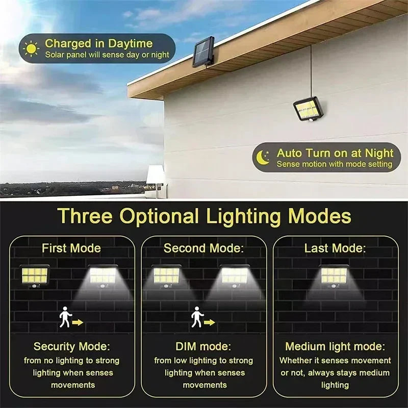 Solar Außenleuchte 100 COB LED mit Bewegungsmelder
