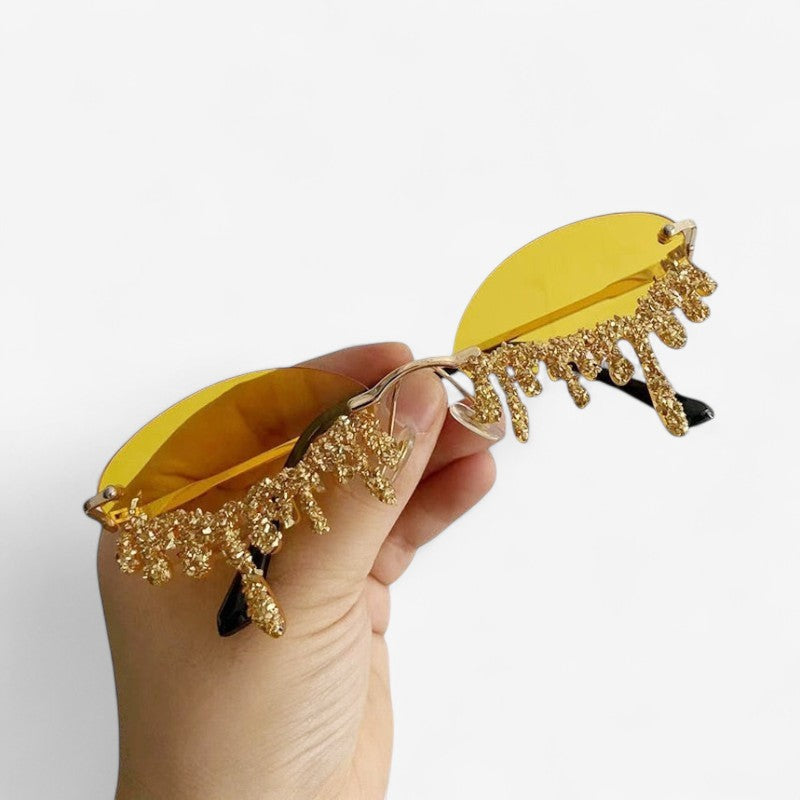 Alina – Randlose Tropfenform-Sonnenbrille mit Glitzerdetail