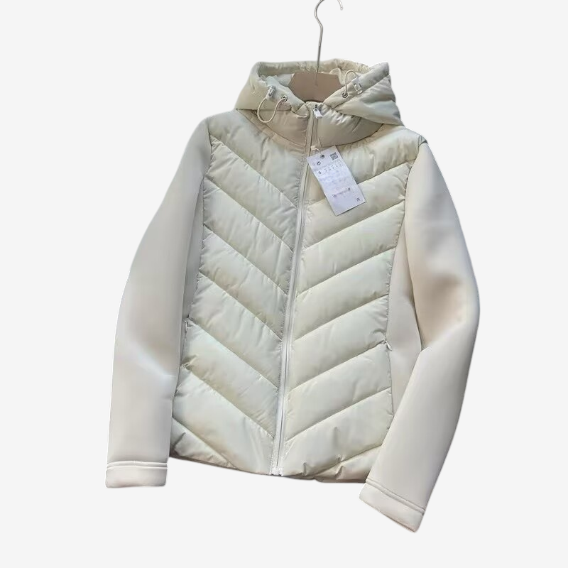Puffora - Wattierte Jacke mit Chevron-Muster und fester Kapuze