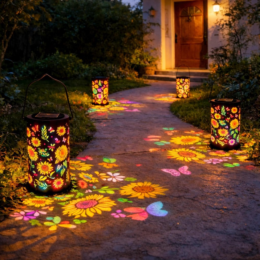 Solar-Gartenlaterne | Blütenmuster | Lichtprojektion | GardenFlare