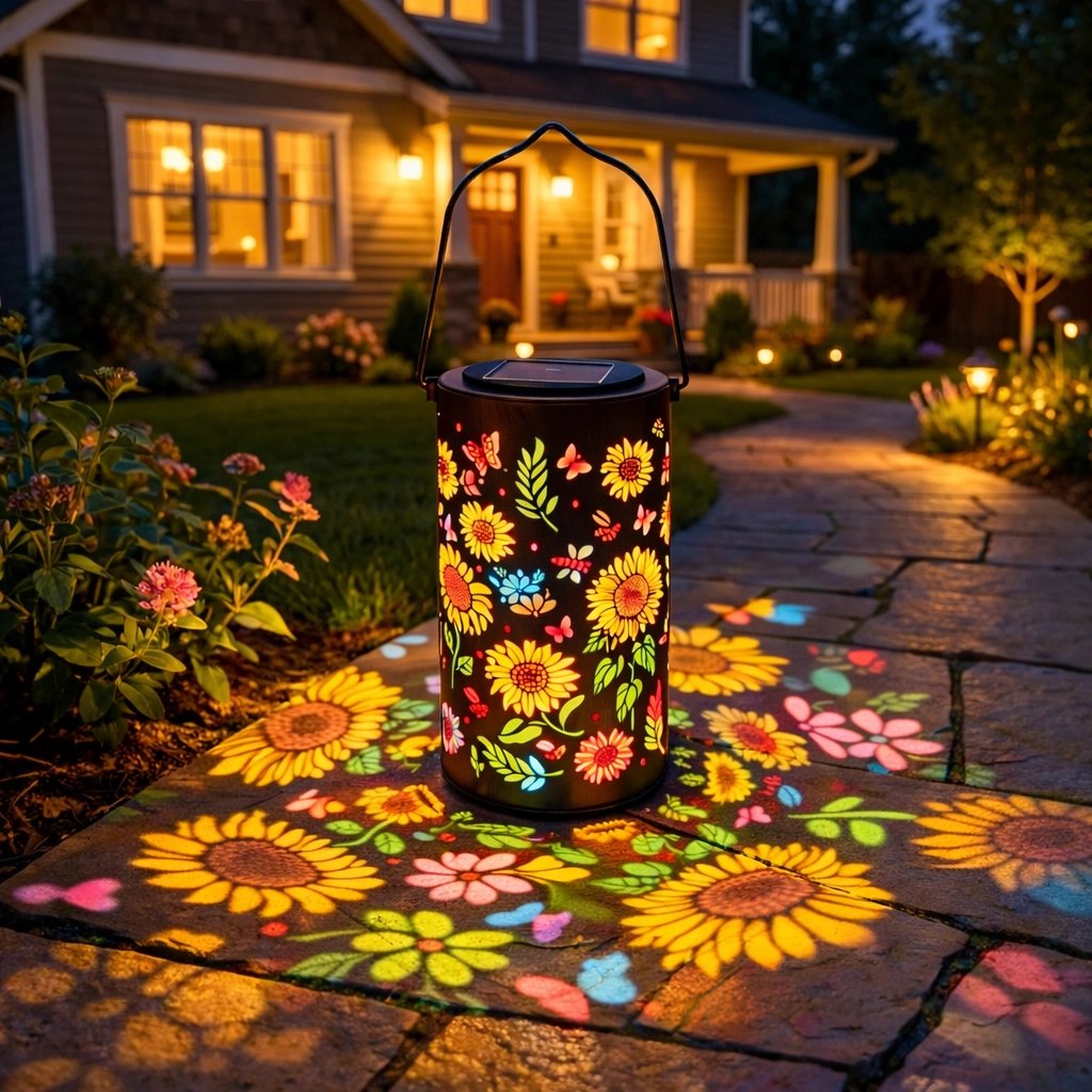 Solar-Gartenlaterne | Blütenmuster | Lichtprojektion | GardenFlare