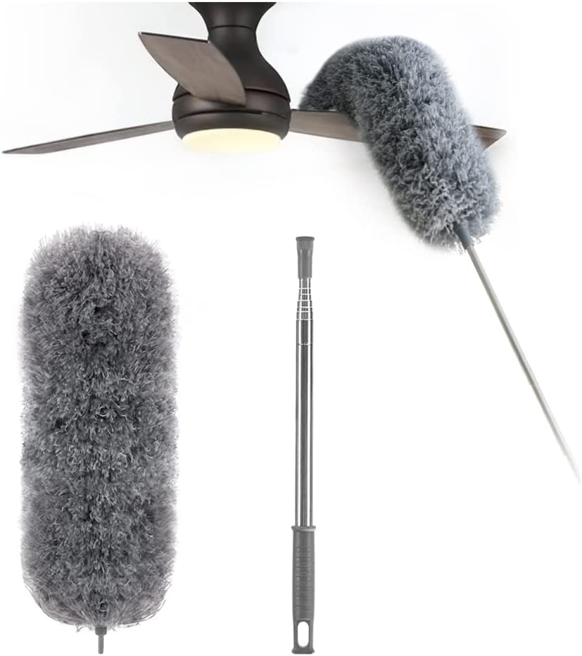 Teleskop-Mikrofaserstaubwedel | Extra Lange Reichweite | Flexibler Kopf | Waschbar | DustReach