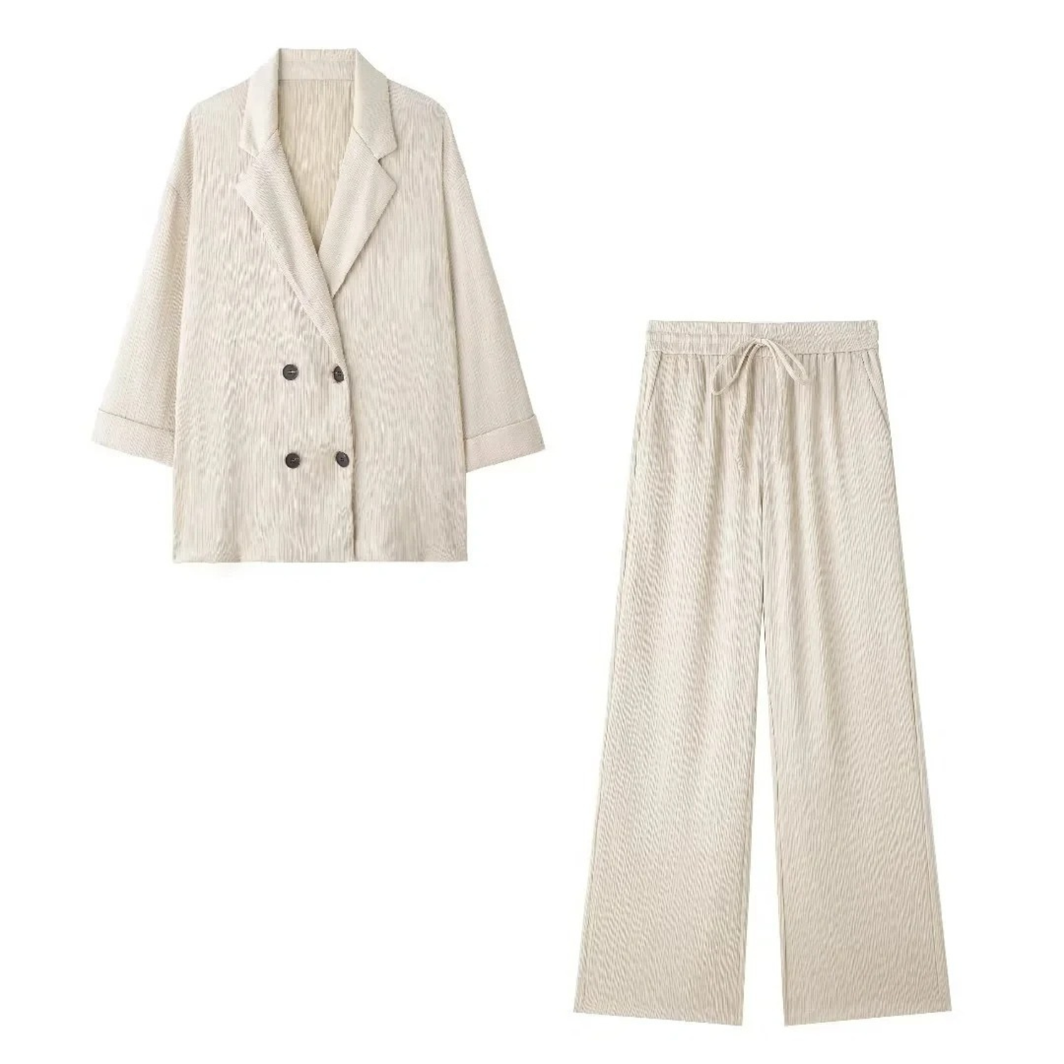 Leni | Retro Blazer mit Knittereffekt & High-Waist Schnürhose