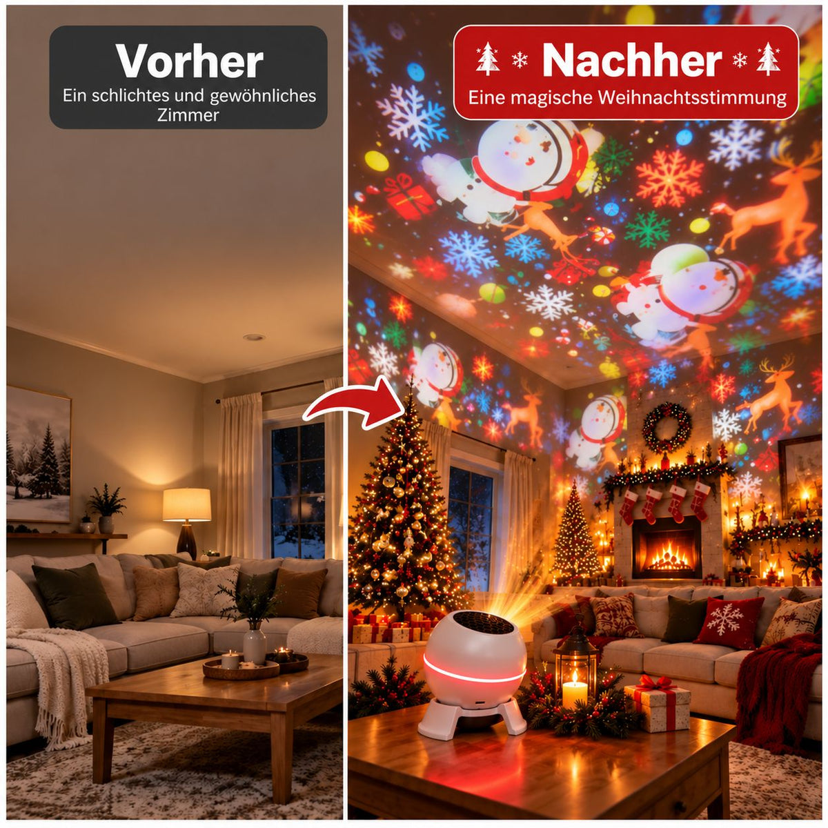 Yulestar – Weihnachtsprojektor mit beweglichen Weihnachtsmotiven