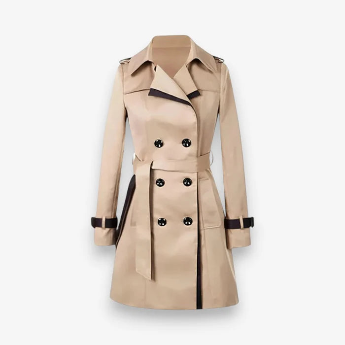 Sophie – Langärmliger zweireihiger Mantel mit Gürtel