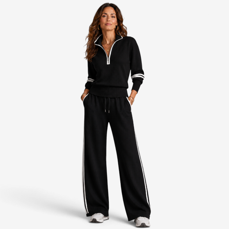 Setora - Damen Zweiteiler mit Halb-Reißverschluss-Pullover und Hose