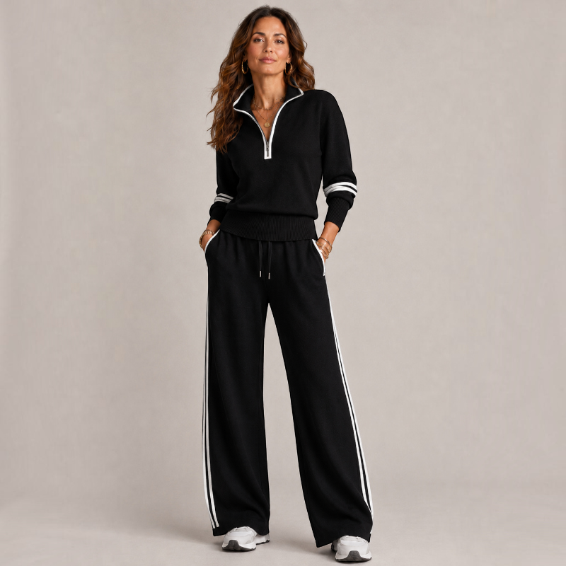 Setora - Damen Zweiteiler mit Halb-Reißverschluss-Pullover und Hose
