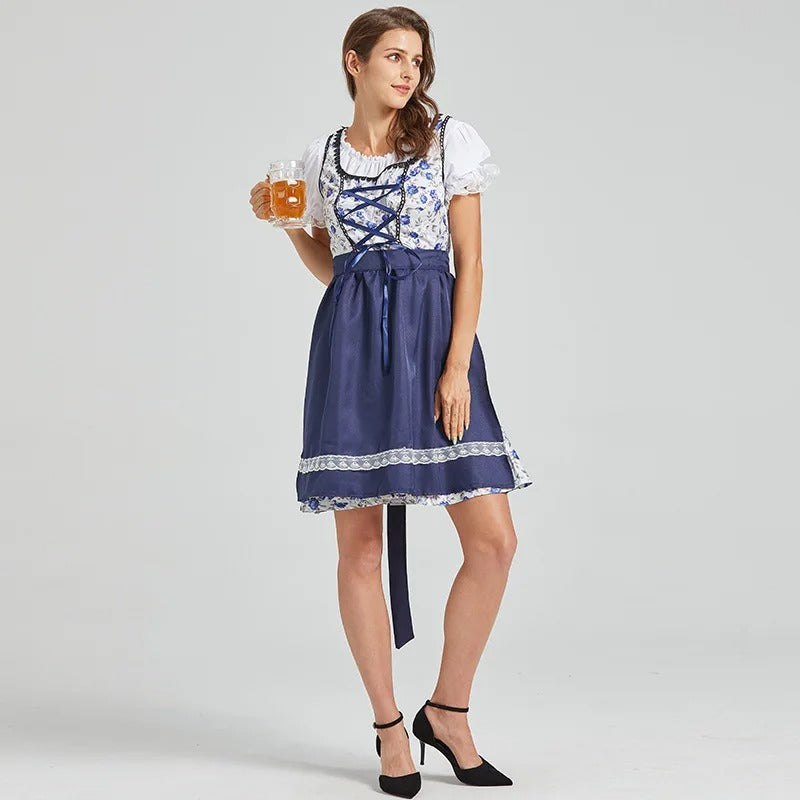 Blumella - Damen-Oktoberfestkleid mit Blumenmuster und Schürze