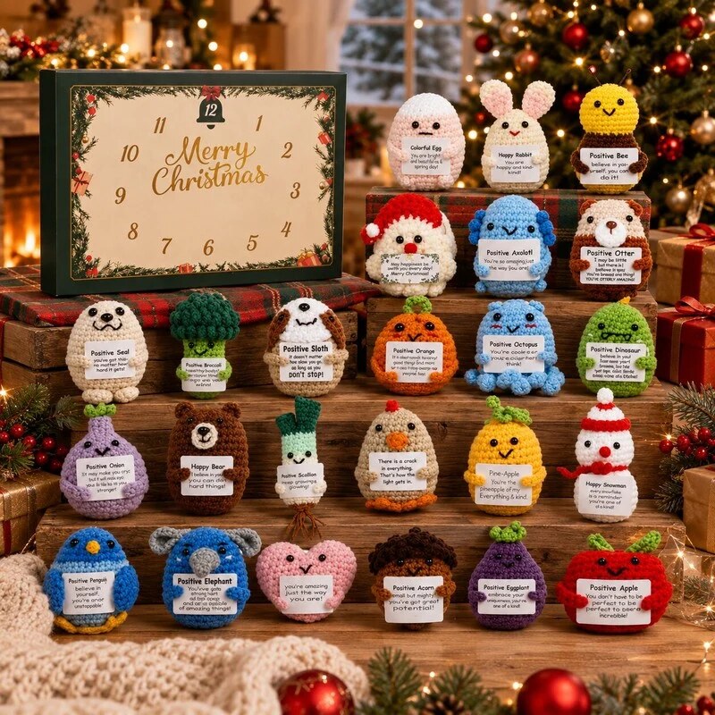 Adventskalender mit 24 Häkelfiguren
