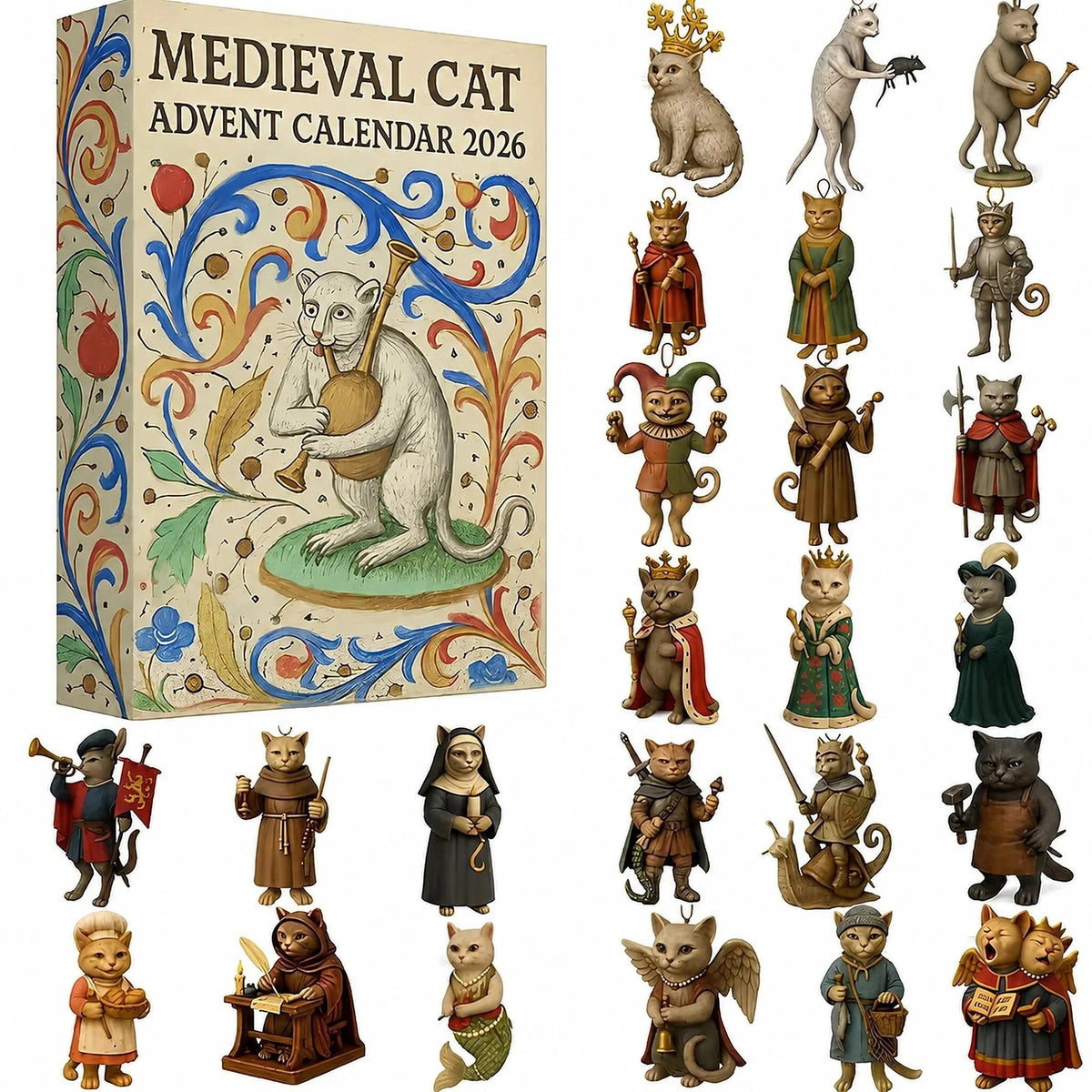 Mittelalterliche Katzenfiguren zum Aufhängen