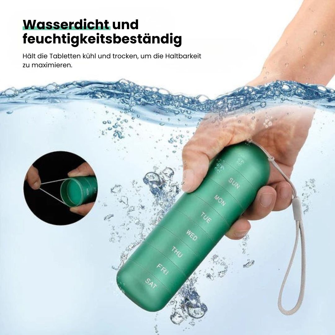 Pillora - Kompakte Pillenbox mit 7 Fächern und Silikondichtung