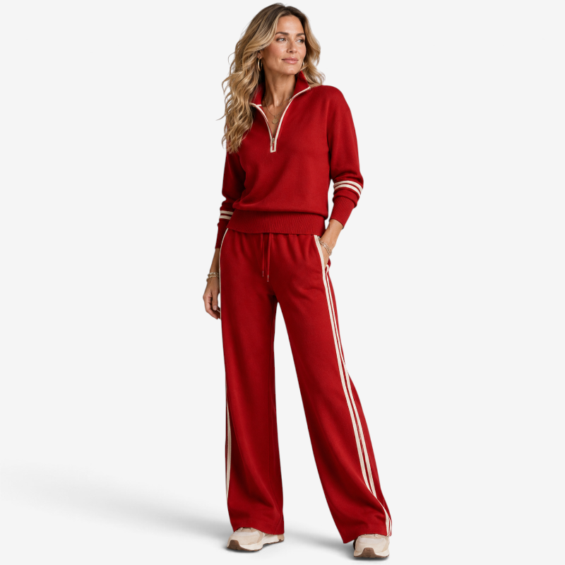 Setora - Damen Zweiteiler mit Halb-Reißverschluss-Pullover und Hose