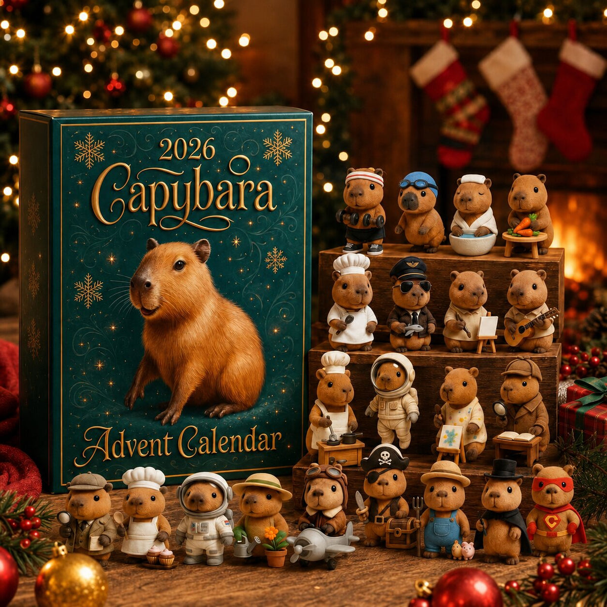 Capyclaus - Adventskalender mit Wasserschwein-Motiven