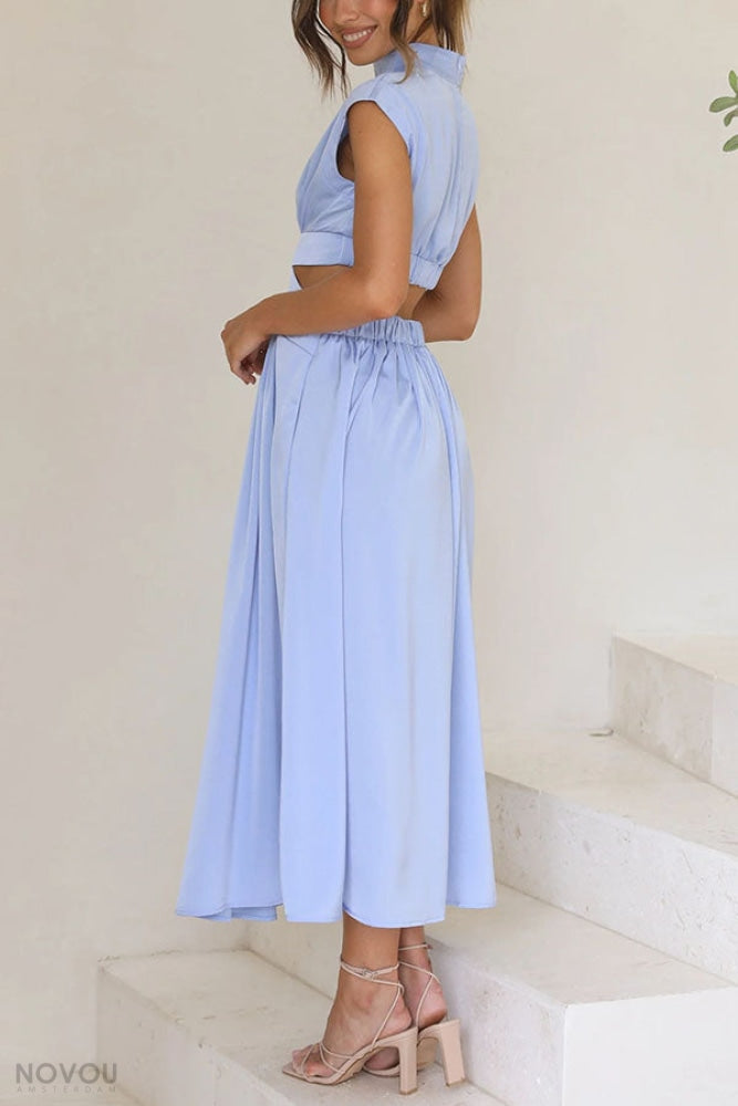 Grace - Damen-Midikleid mit Rollkragen und Taillenausschnitt