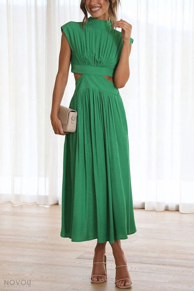 Grace - Damen-Midikleid mit Rollkragen und Taillenausschnitt